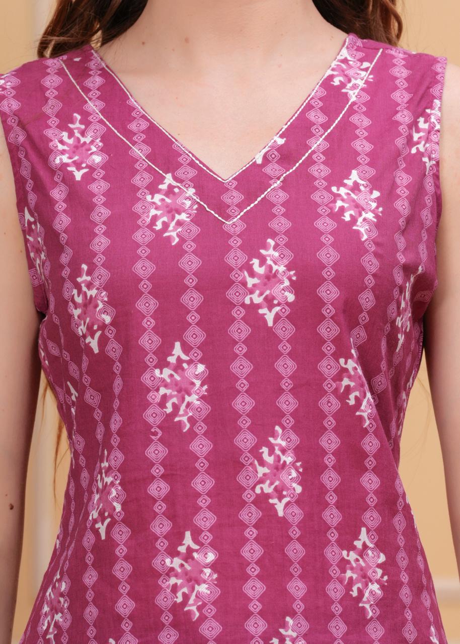 Blush Pink 3/4 Sleeve Cotton Top with Pintuck Detail