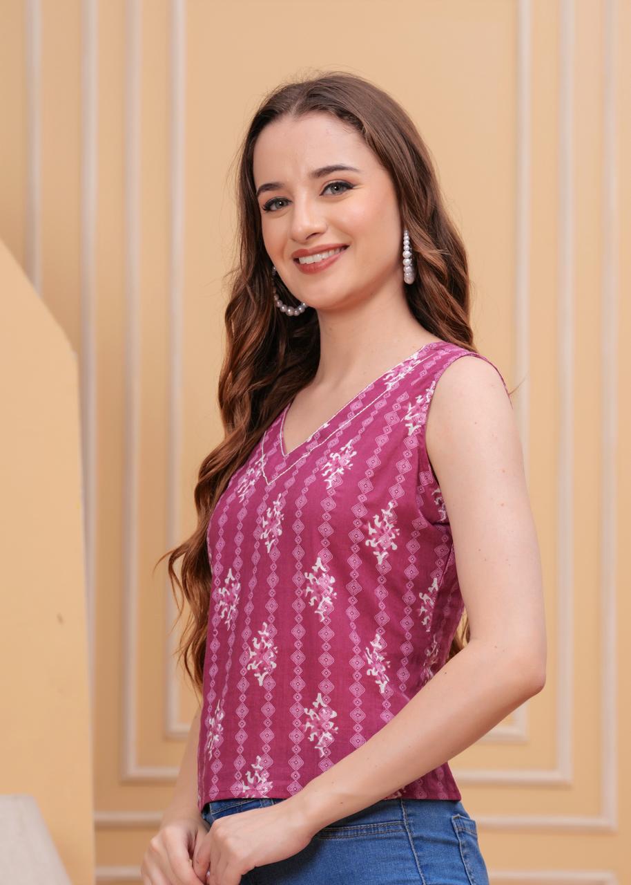 Blush Pink 3/4 Sleeve Cotton Top with Pintuck Detail