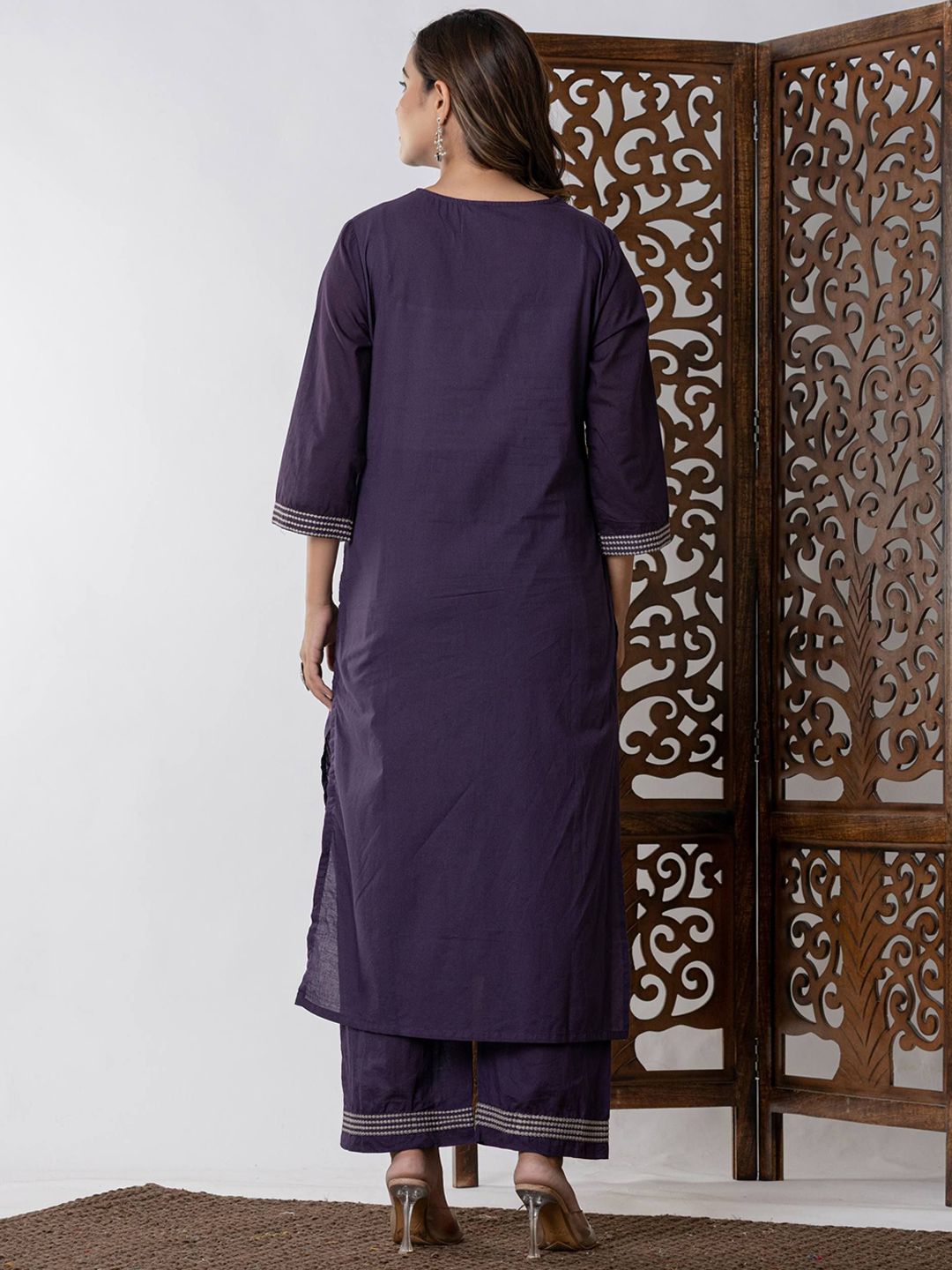 Women Embroidered Thread Work Pure Cotton Kurta Set With Dupatta